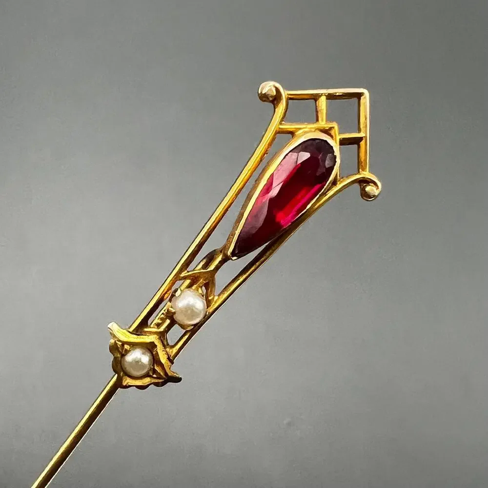 Antique Victorian 10kt Gold Paste Stone Stick Pin